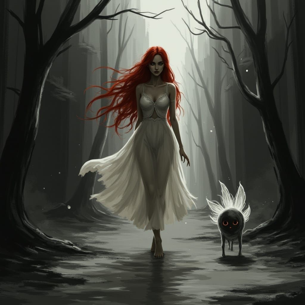 Mona Lisa Smile Woman in Post-Apocalyptic City