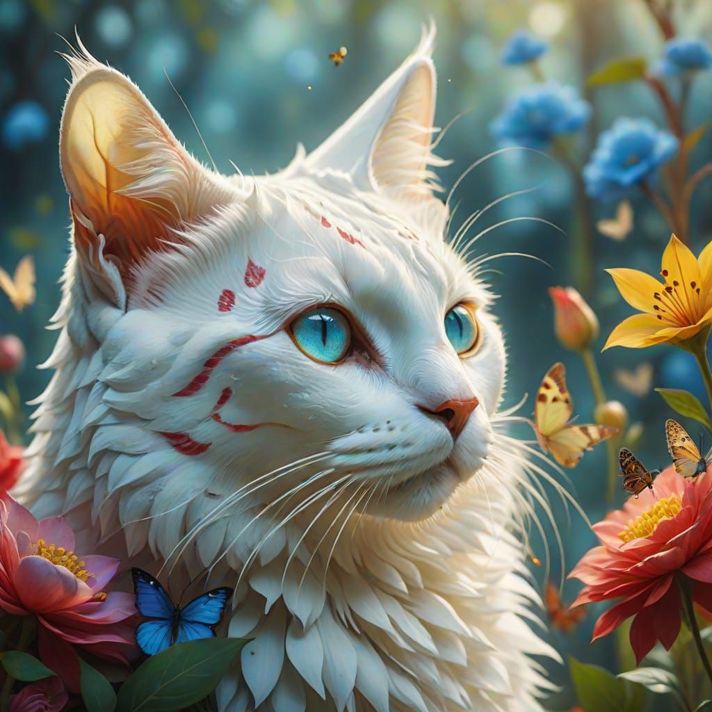Majestic Cats in a Vibrant Tropical Mandala