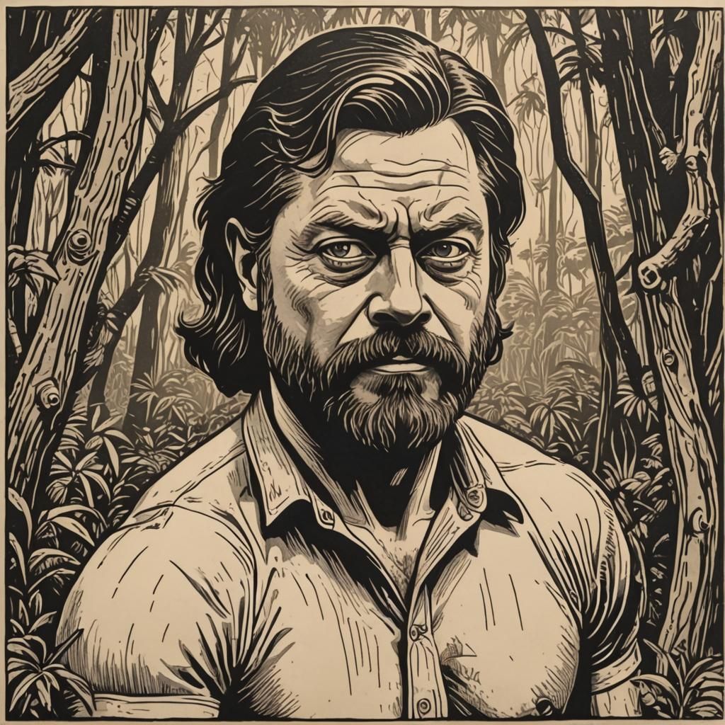 Tarzan of the Jungle: Woodcut Linocut
