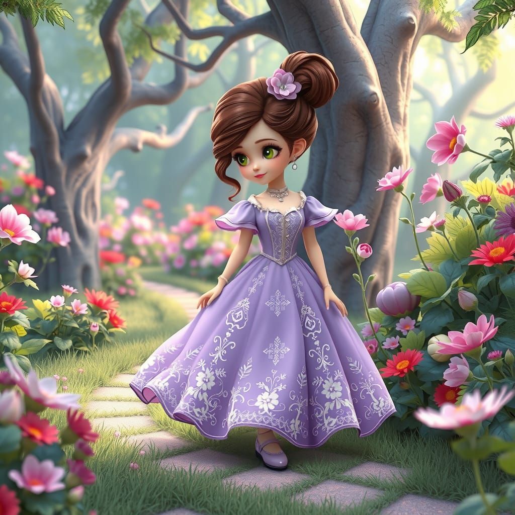 Whimsical Chibi Princess in Pastel Hues