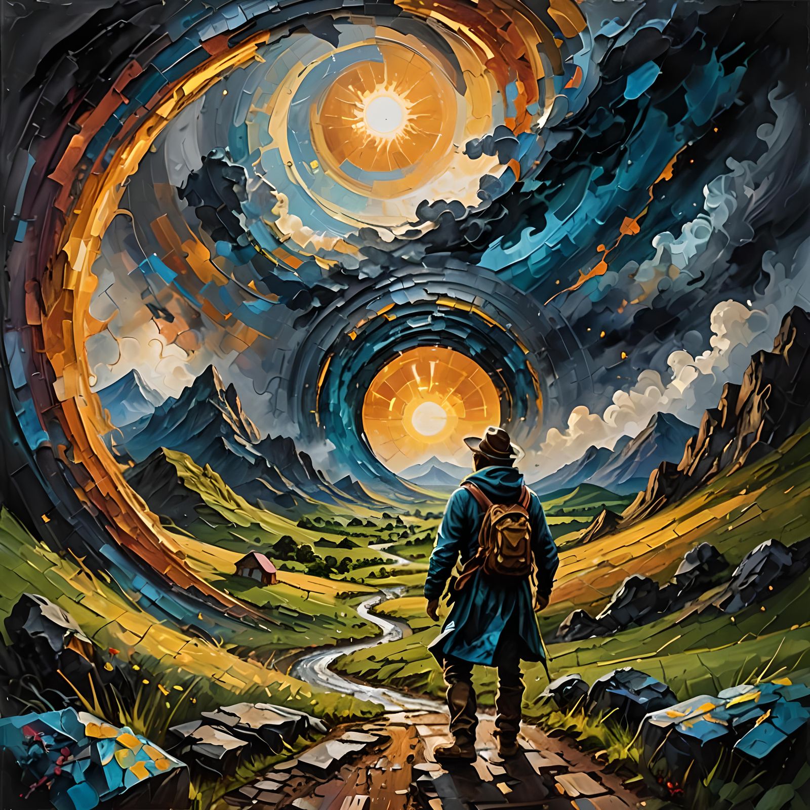 Adventurer Enters Magical Portal: Impasto Painting