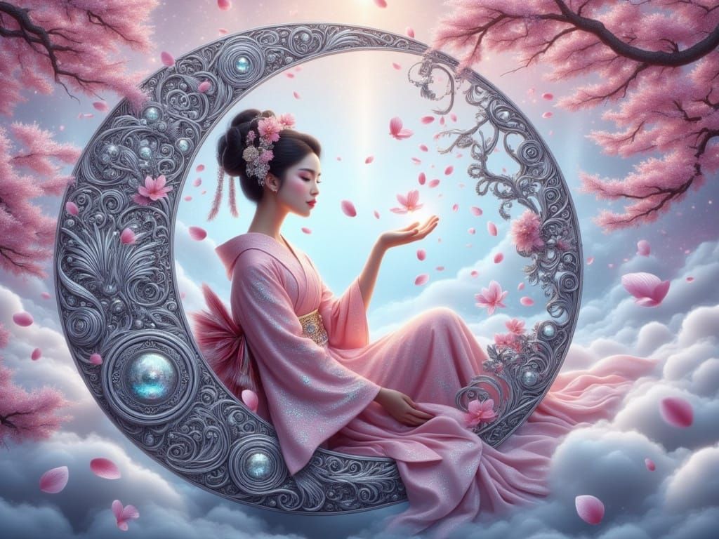 Geisha in Filigree Moon Zen Garden