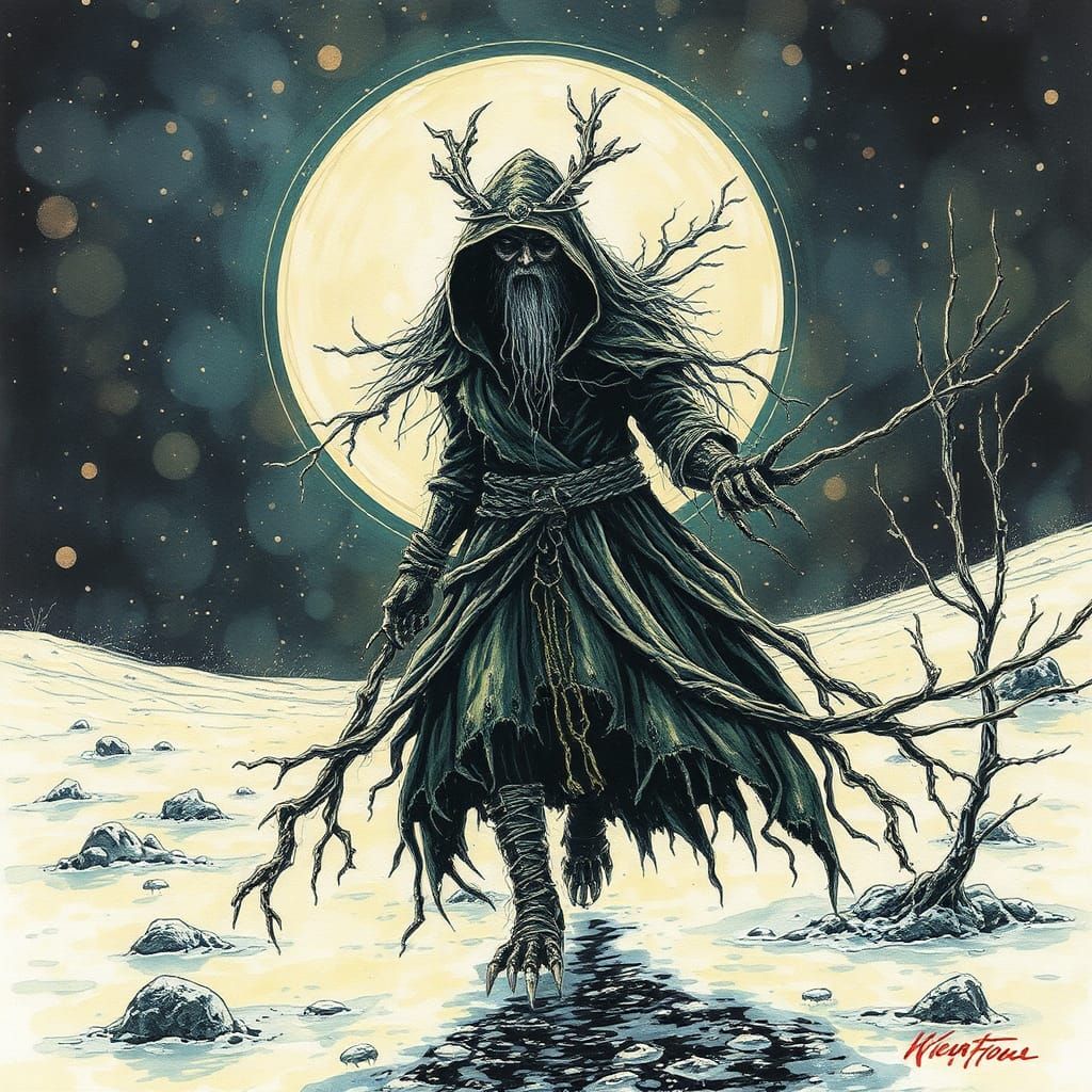 Witch Doctor in Frozen Wasteland, Alcohol Ink