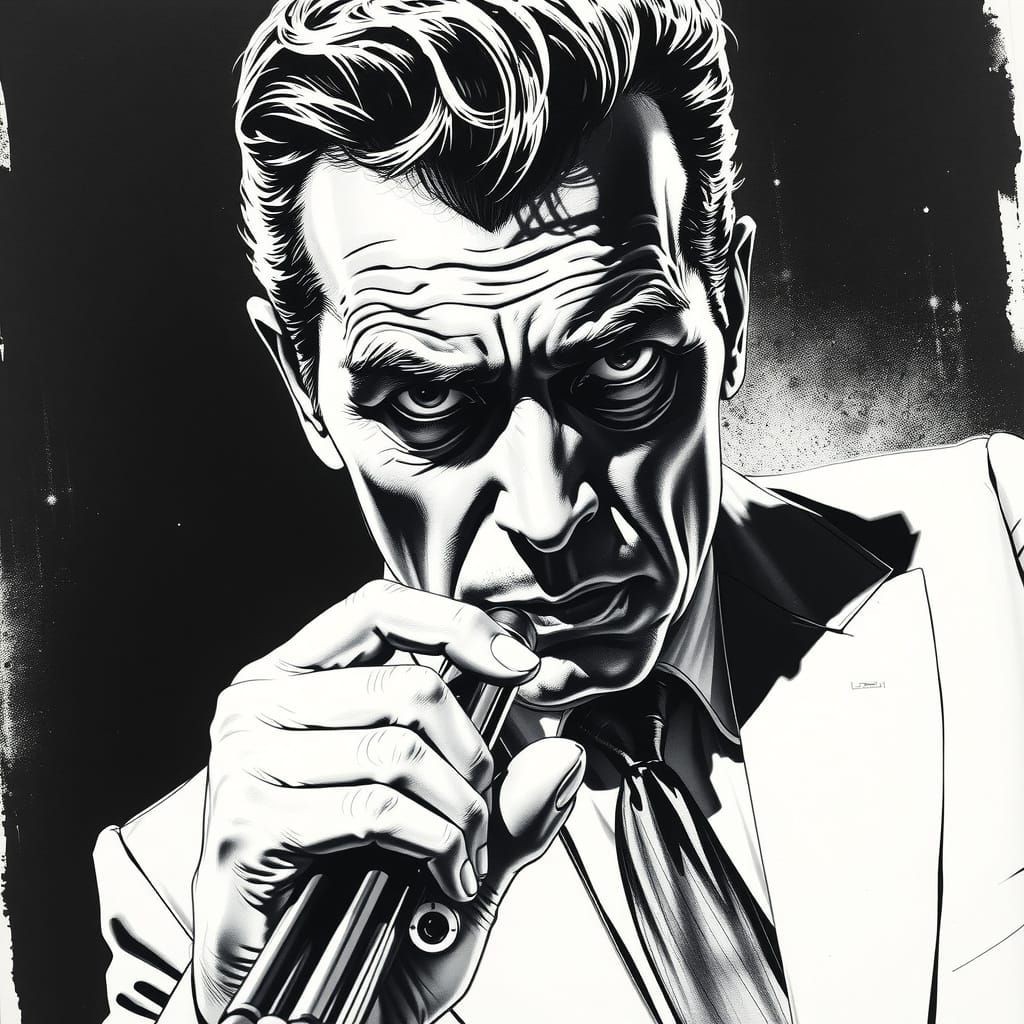 Chet Baker Noir Portrait in Graphite Sketch Style