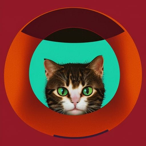 Tiny Cat in Hole: Pop Art Screen Print