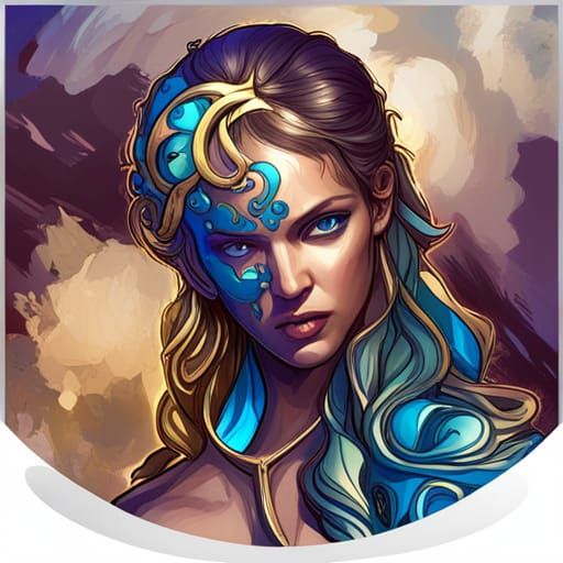 Ethereal 8K Portrait of a Regal Figure in Gold and Blue