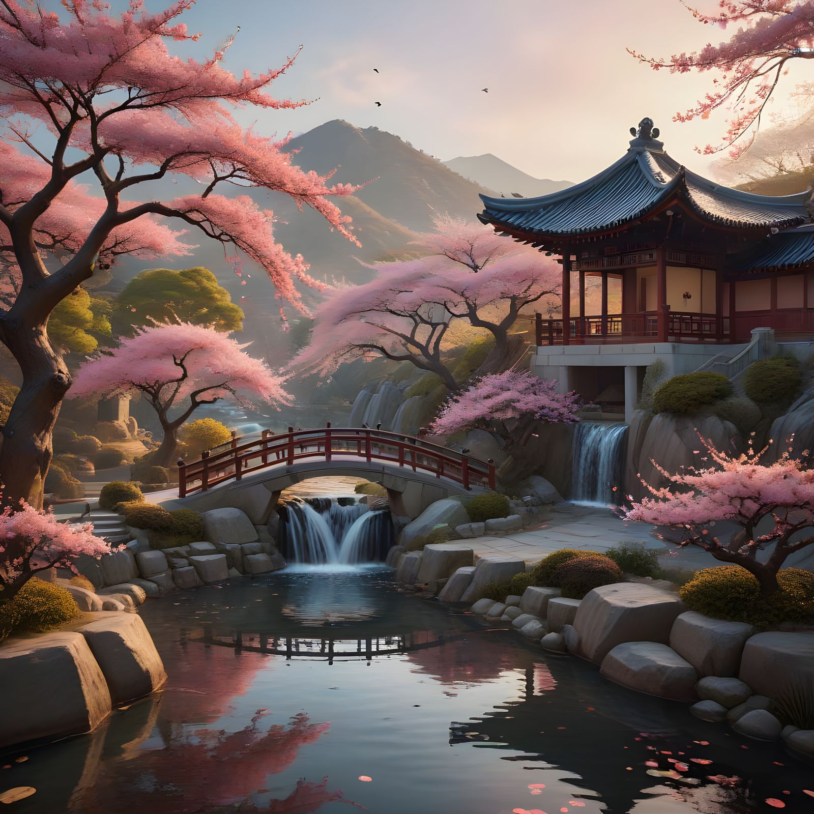 Elegant Joseon Goddess Surrounded by Serene Nature