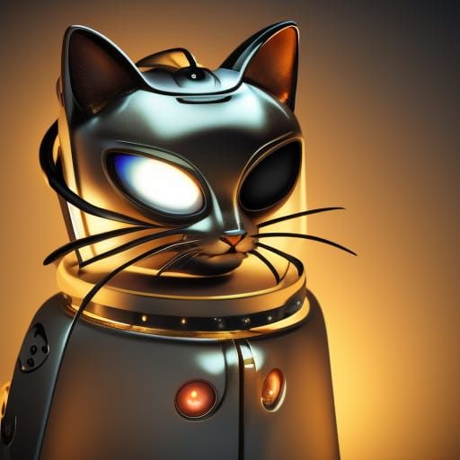 Steampunk Robotic Cat with Gem-Lit Eyes