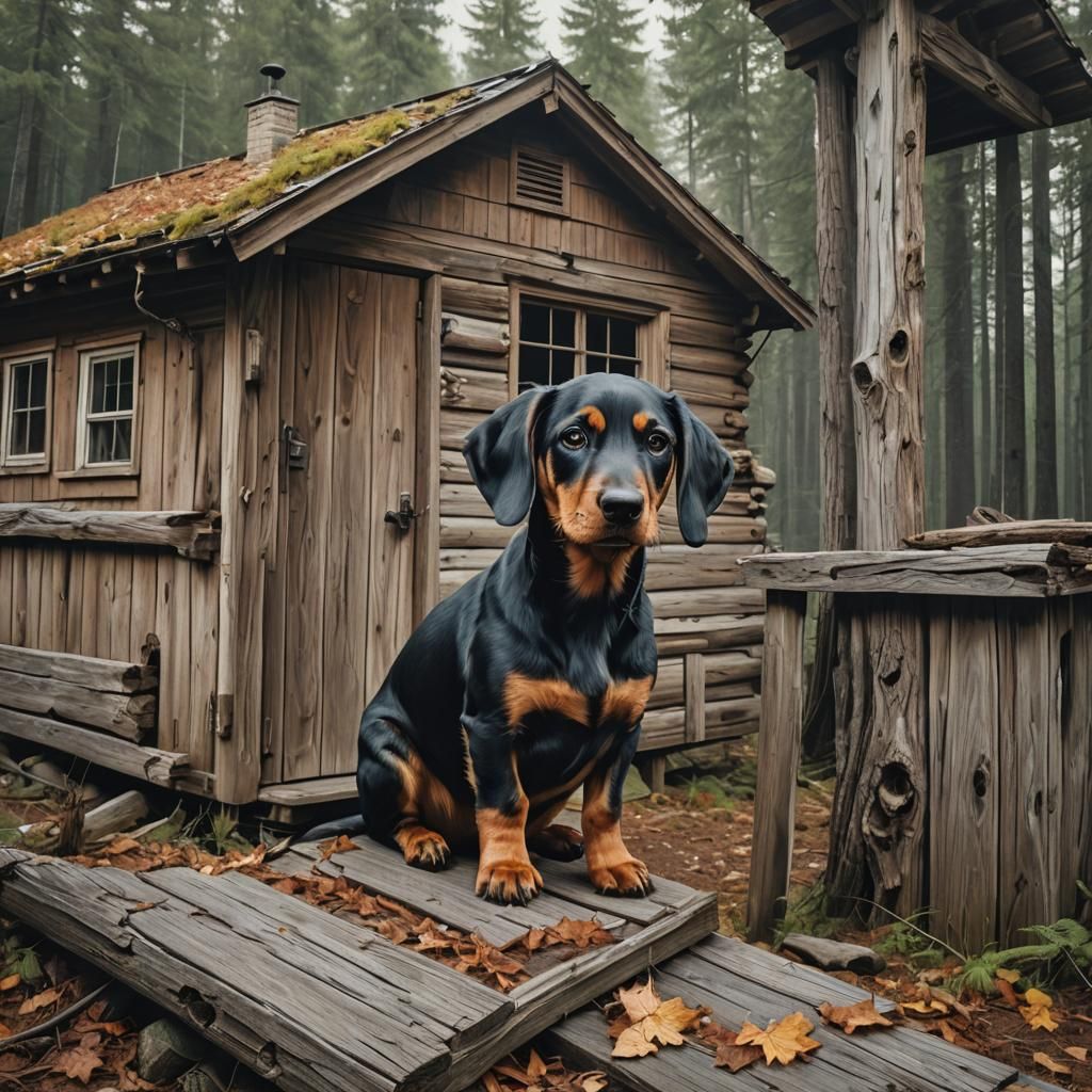 Dachshund Knocks on Scary Cabin Door