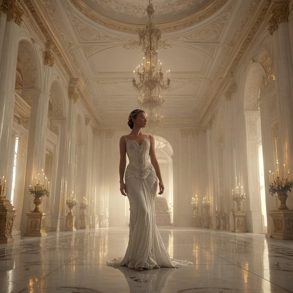 Woman in White Palace: Cinematic Digital Painting