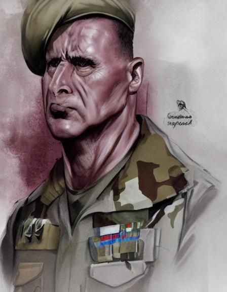 Gloomy Portrait of Special Forces Officer