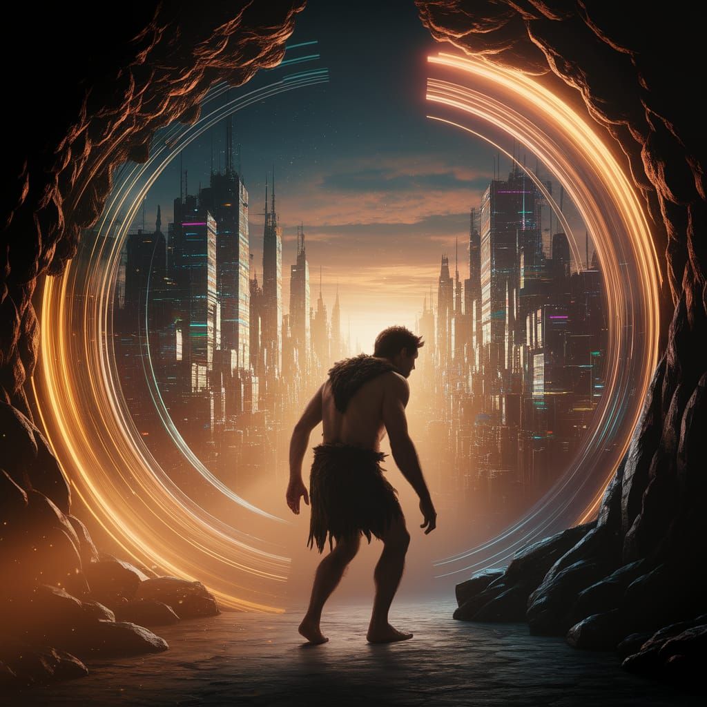 Caveman Steps Into Dystopian Future