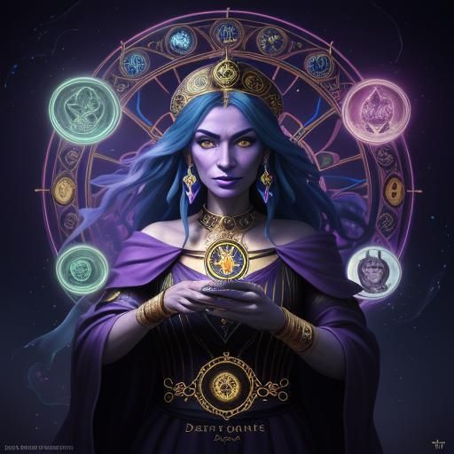 Mystical Fortune Teller in Dreamlike Casino, Digital Art
