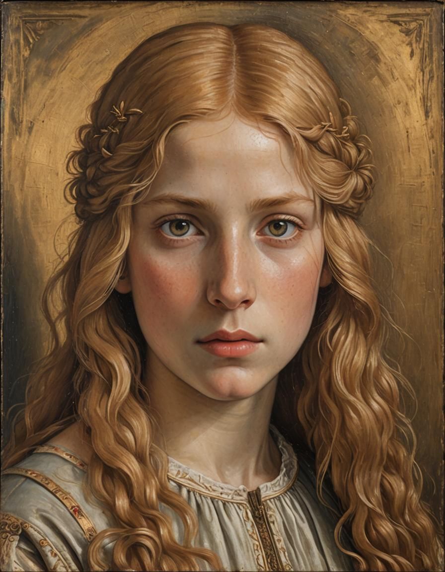 Renaissance Portrait of Girl with Golden Hair