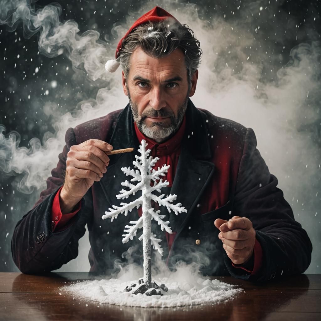 Santa Claus Creates a Christmas Scene