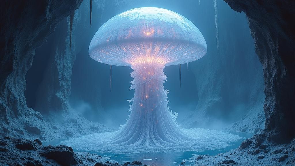 Icy Crystal Portrait in Apocalyptic Psychedeliscape