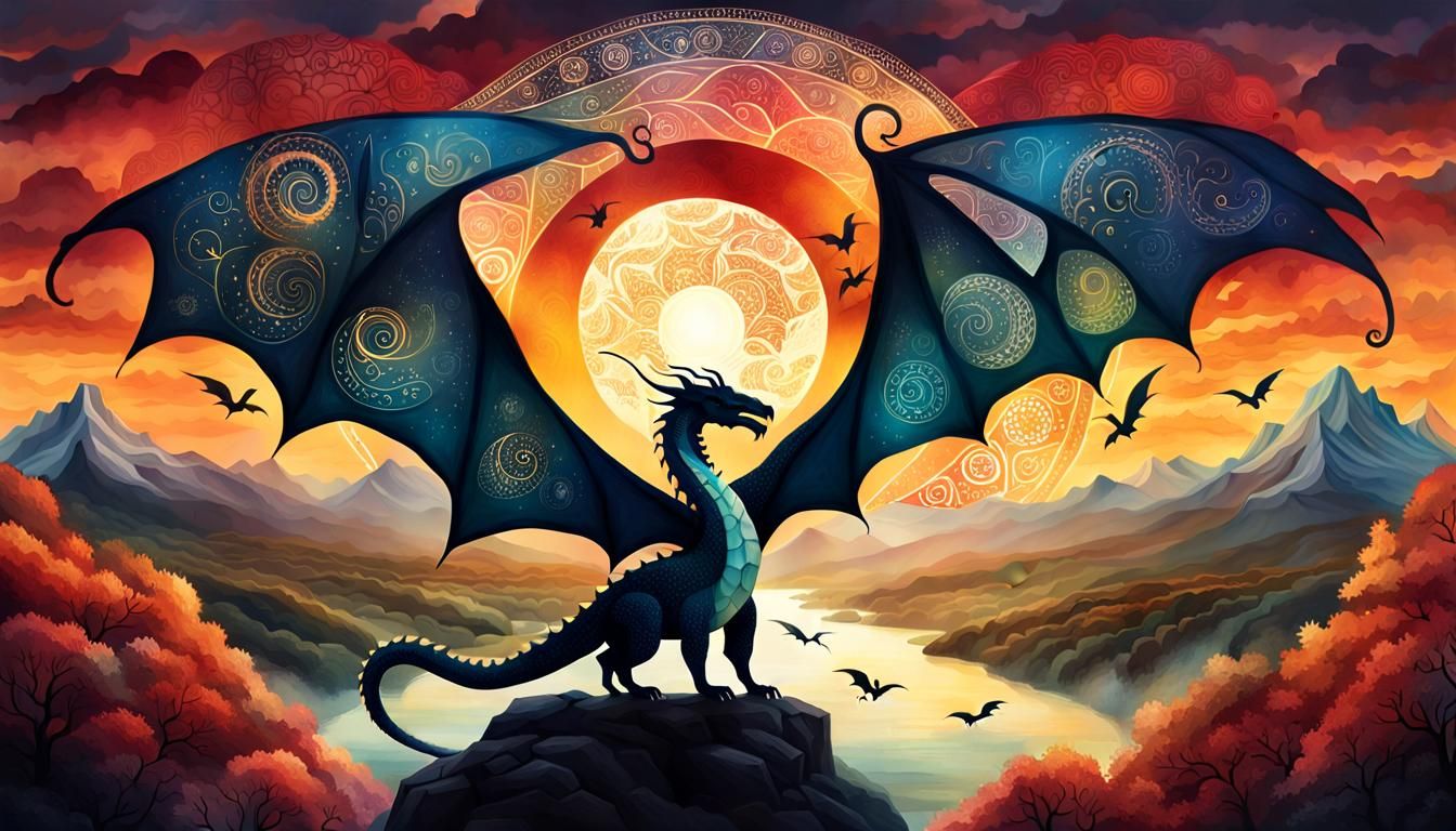 Inspirational Dragon Rising Digital Art Collage in 8K