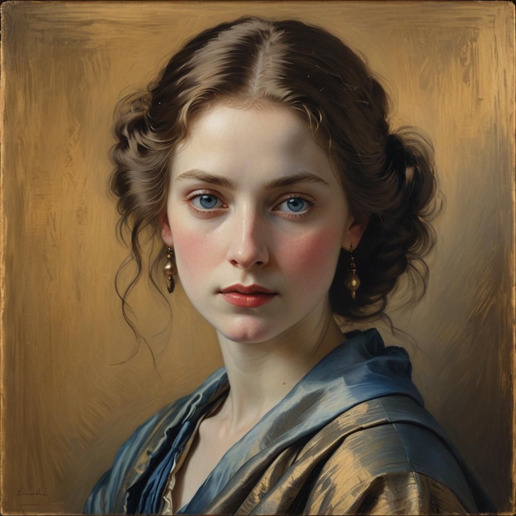 Elegant Woman's Portrait in Baroque Chiaroscuro Style