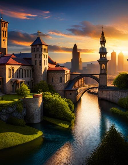 Hungarian Girl Portrait in Stained Glass Style