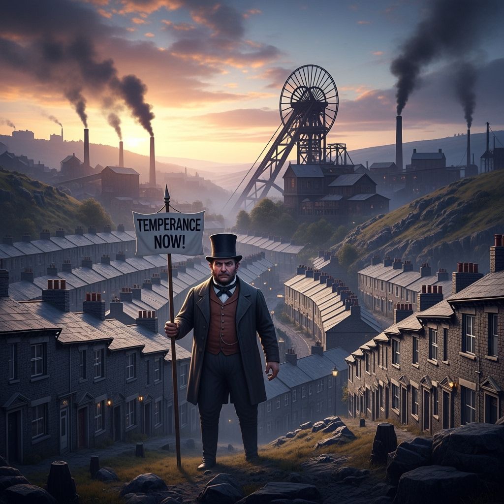 Temperance Man in Welsh Industrial Valley, Matte Painting