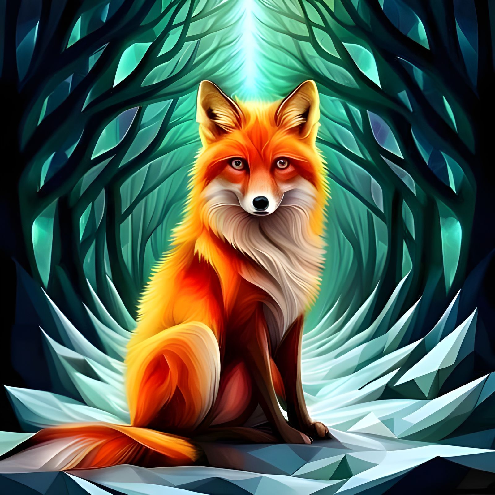 Fantastical Fox in Winter Wonderland: Digital Art