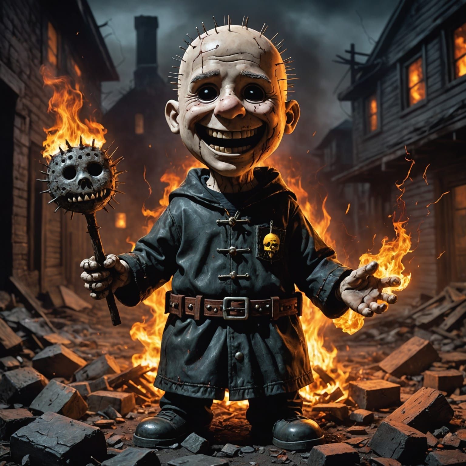 A Hyperrealistic Pinhead from the Hellraiser movie as Charli...