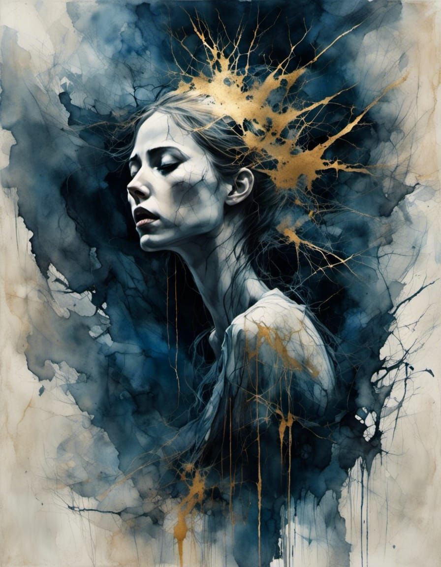 Lonely Woman Silently Screaming in Gothic Art