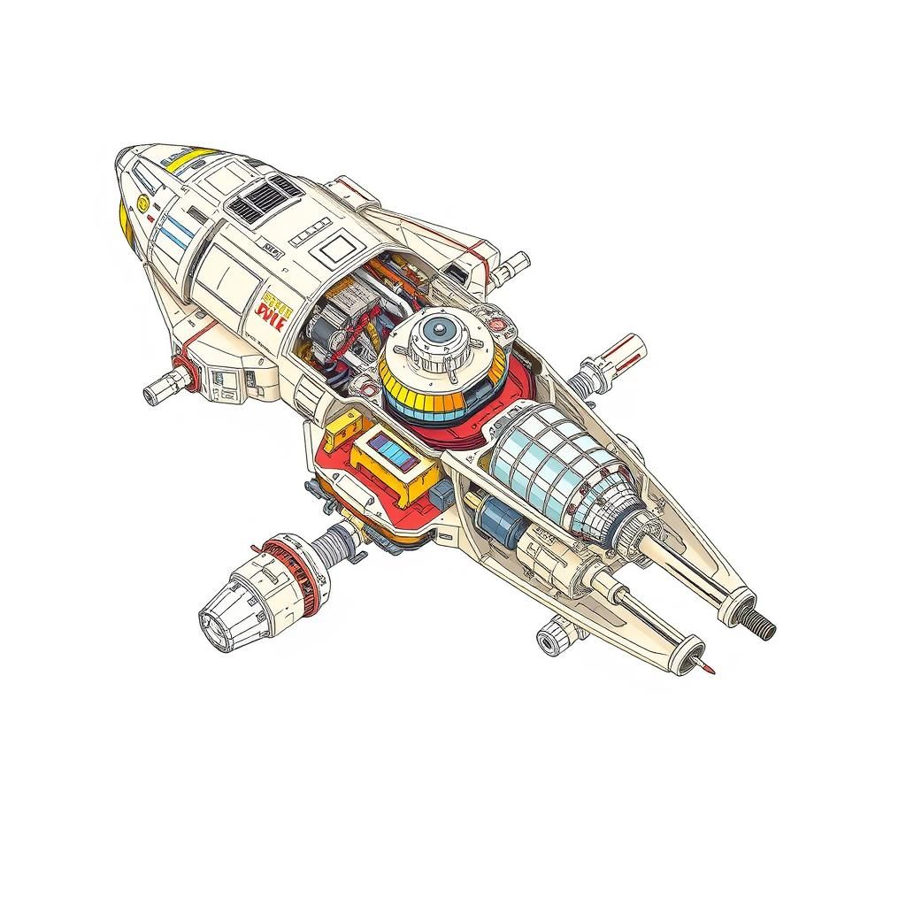 Futuristic Spacecraft: Exploded Axonometric Technical Drawin...