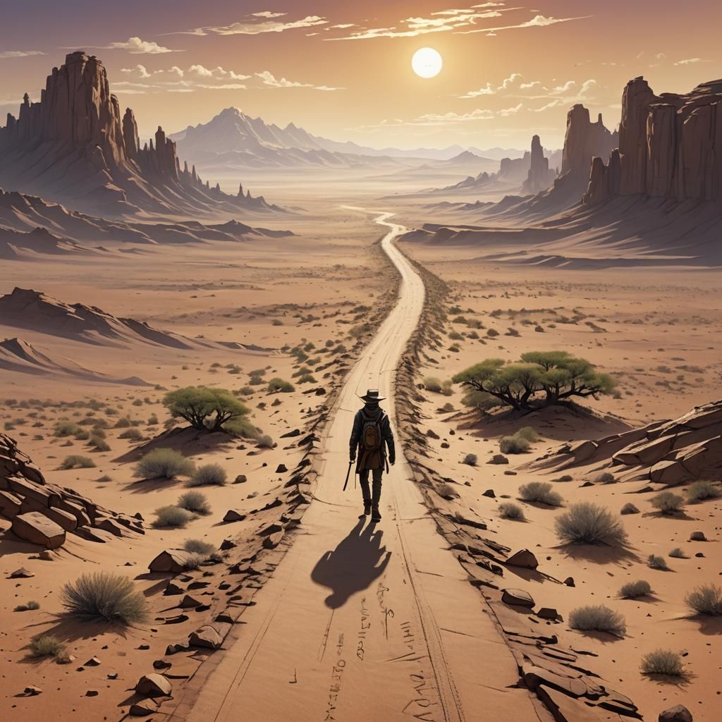 Forge Your Journey: Desert Road Matte Painting