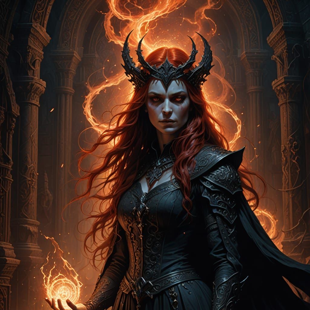 Dark Fantasy Sorceress Casting a Spell