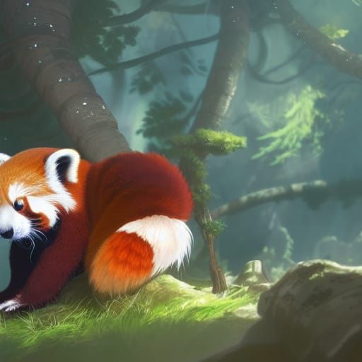 Red Panda Snail Hybrid in Anime Key Visual Style