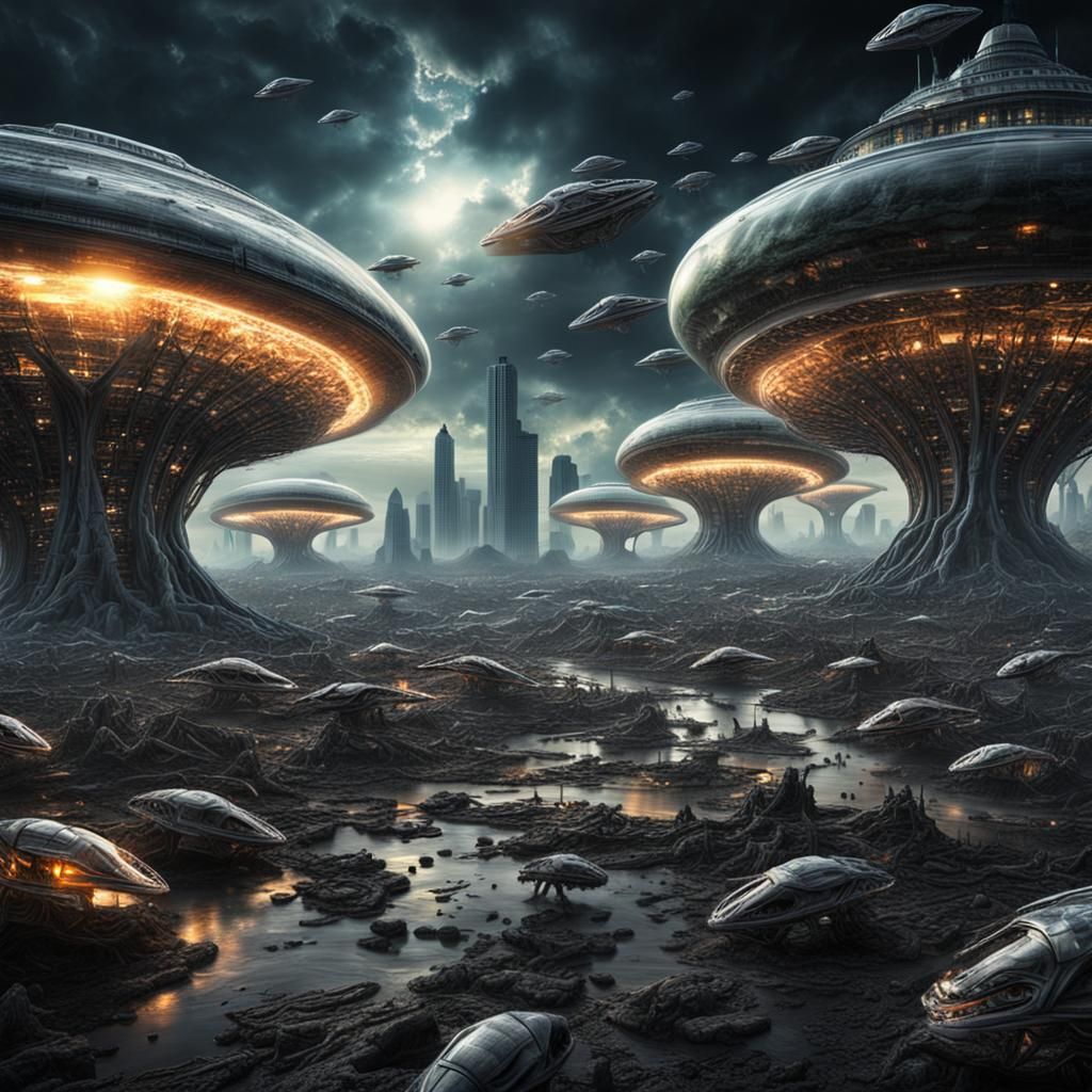 Alien Invasion on Earth: Hyperrealistic Cinematic Scene