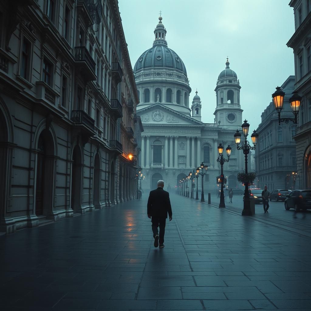 Vienna Street Scene in Science Fiction Style