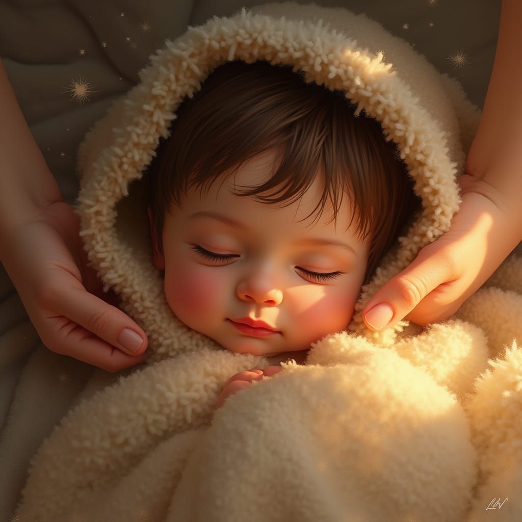 Relaxed Person Under Blanket in Warm Golden Light