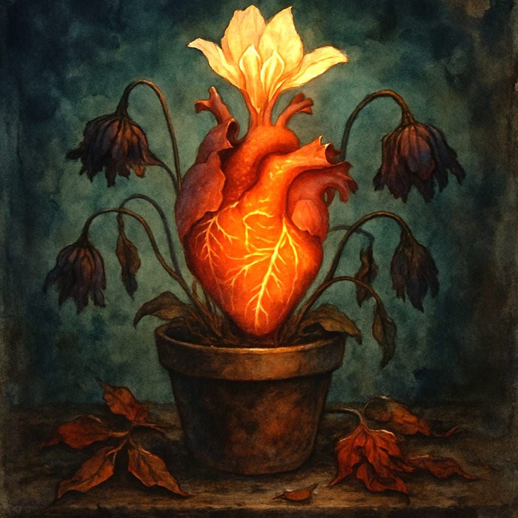 Surreal Heart Bloom Alcohol Ink Art