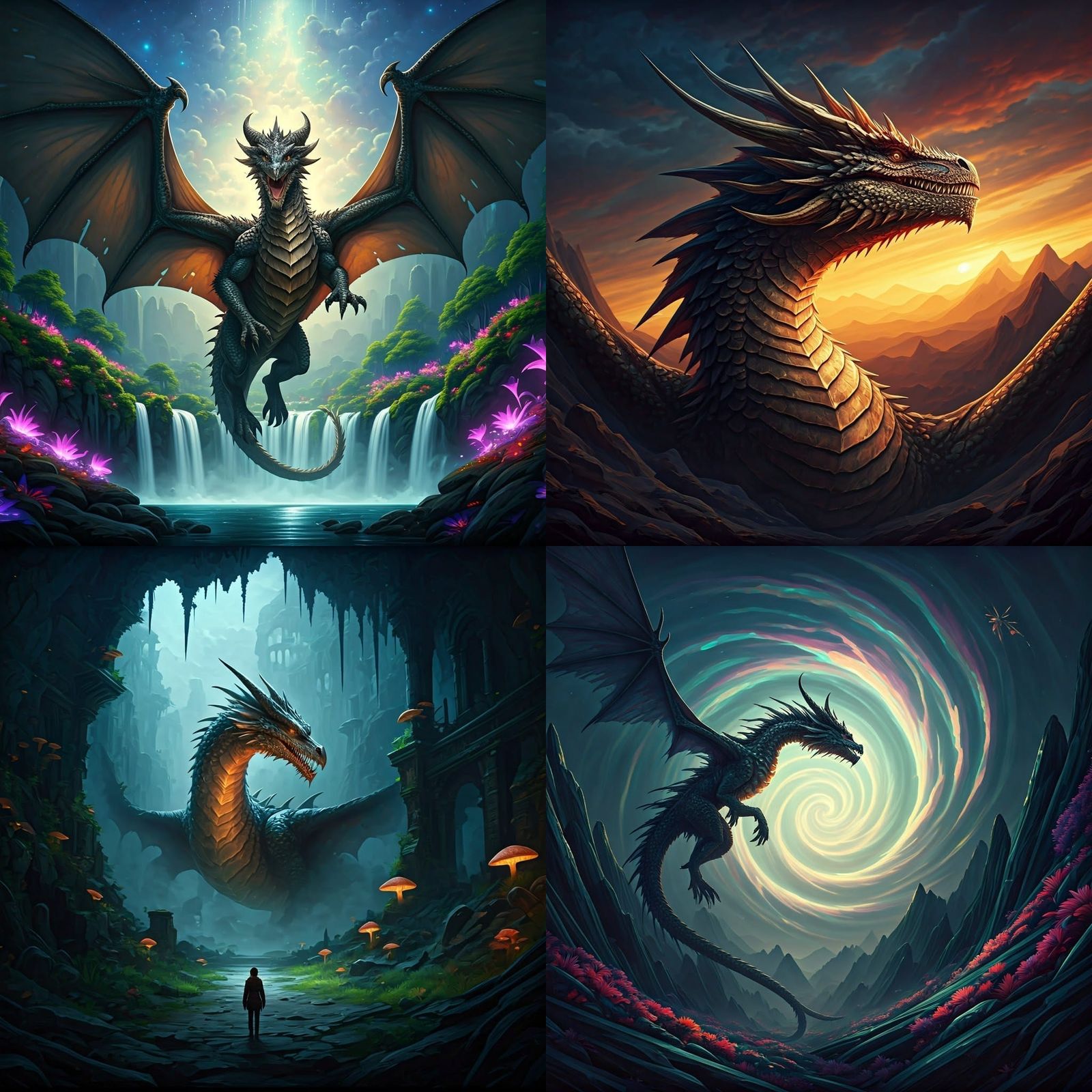 Detailed Dragon Fantasy Concept Art in Deep Color