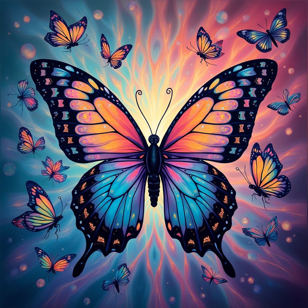 Psychedelic Butterflies in Op-Art Style