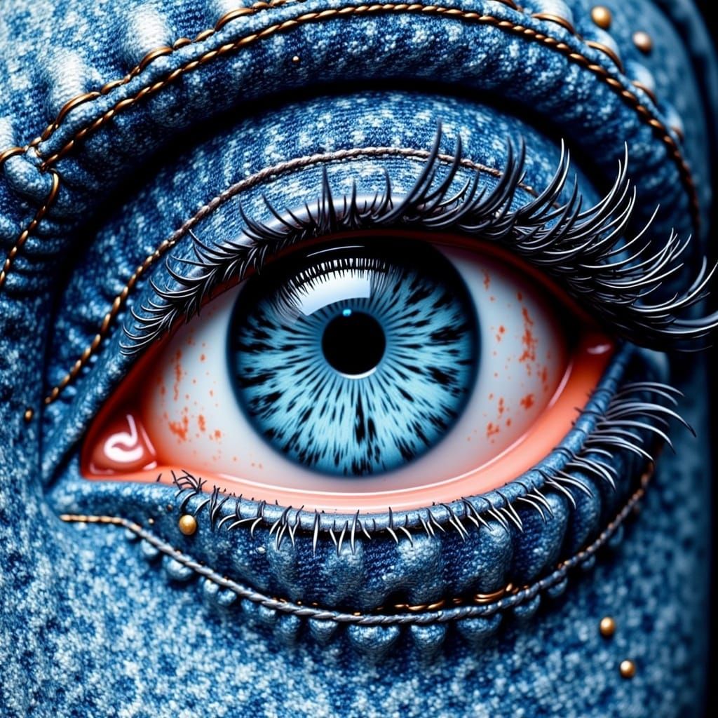 Denim Eye Illustration in Futuristic Style