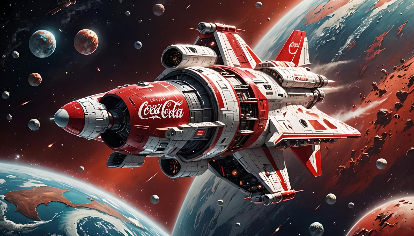 Coca-Cola Spaceship Soaring Through Space