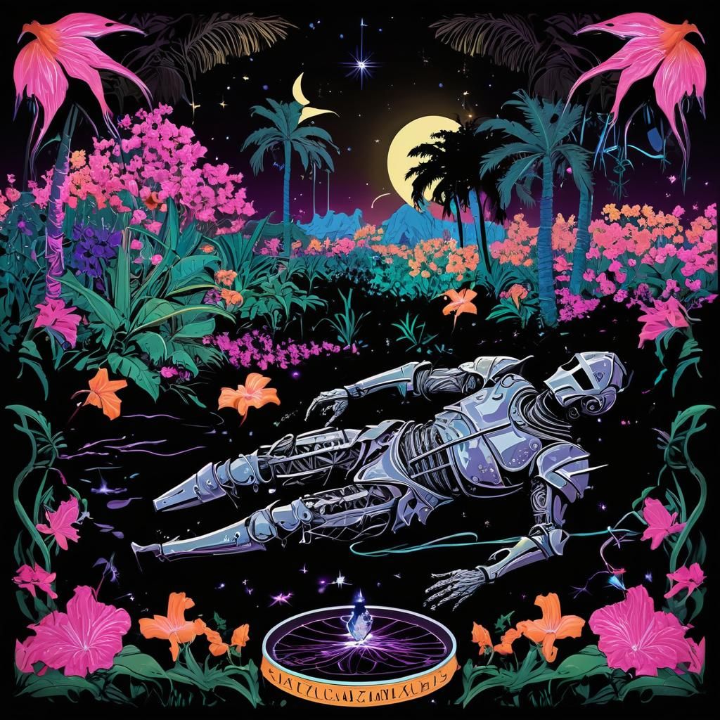 Fallen Knight in Psychedelic Dreamscape