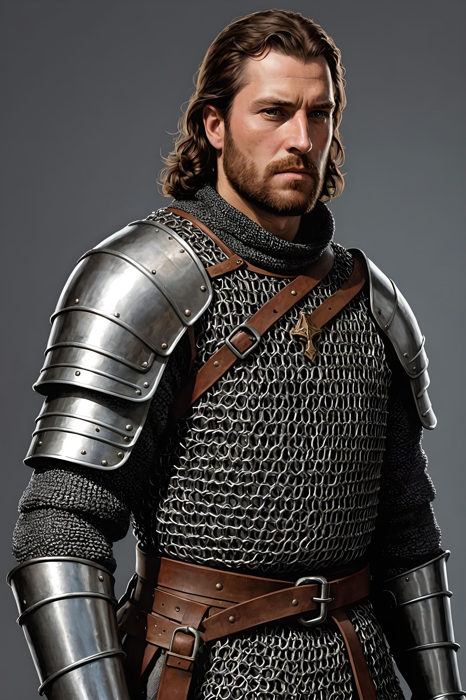 Medieval Knight in Chain Mail Armor