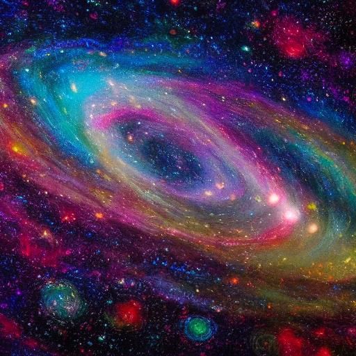 Vibrant Galaxy with Swirling Colors in Van Gogh Style
