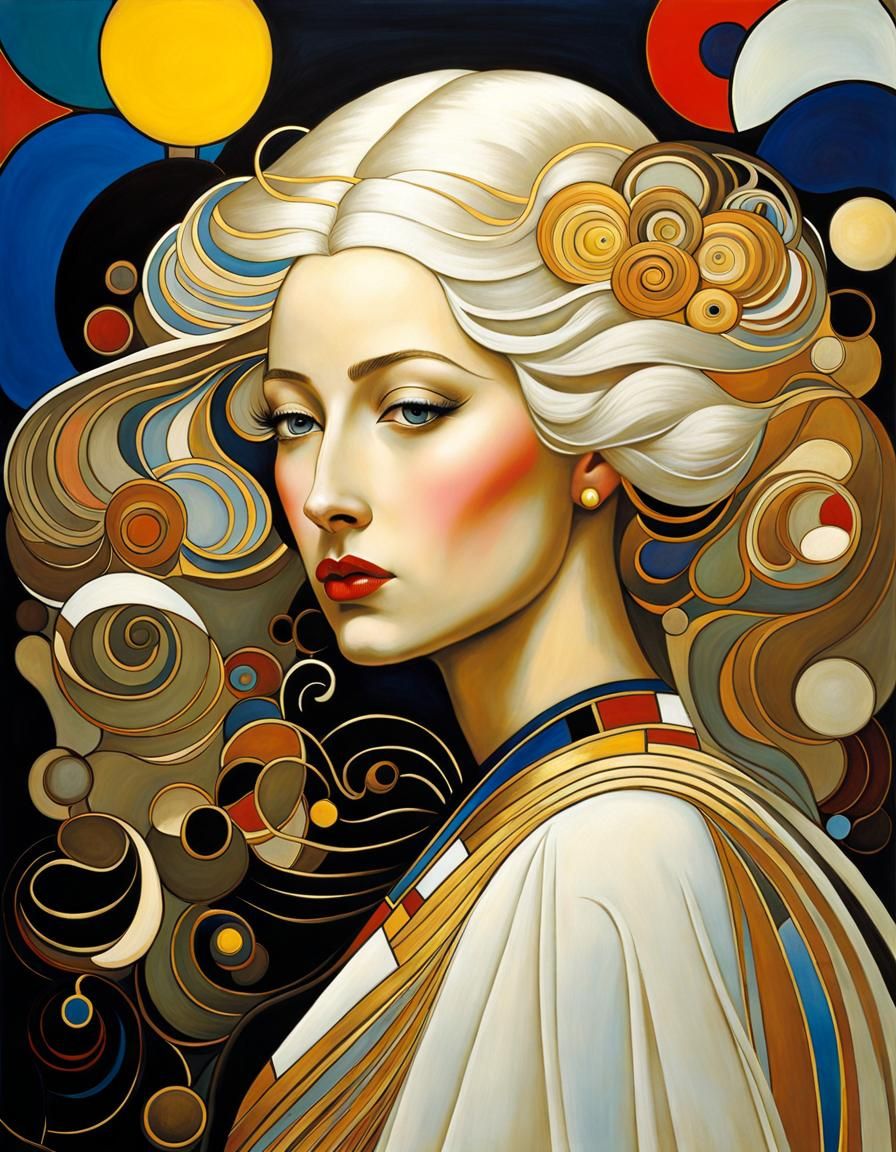 Abstract Portrait Inspired by Klimt, Kandinsky, Mondrian