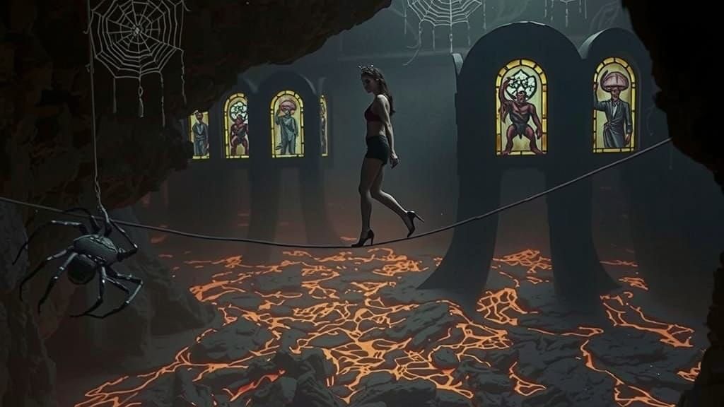 Cavern with Lava, Demons, Spiders & Tightrope Walker