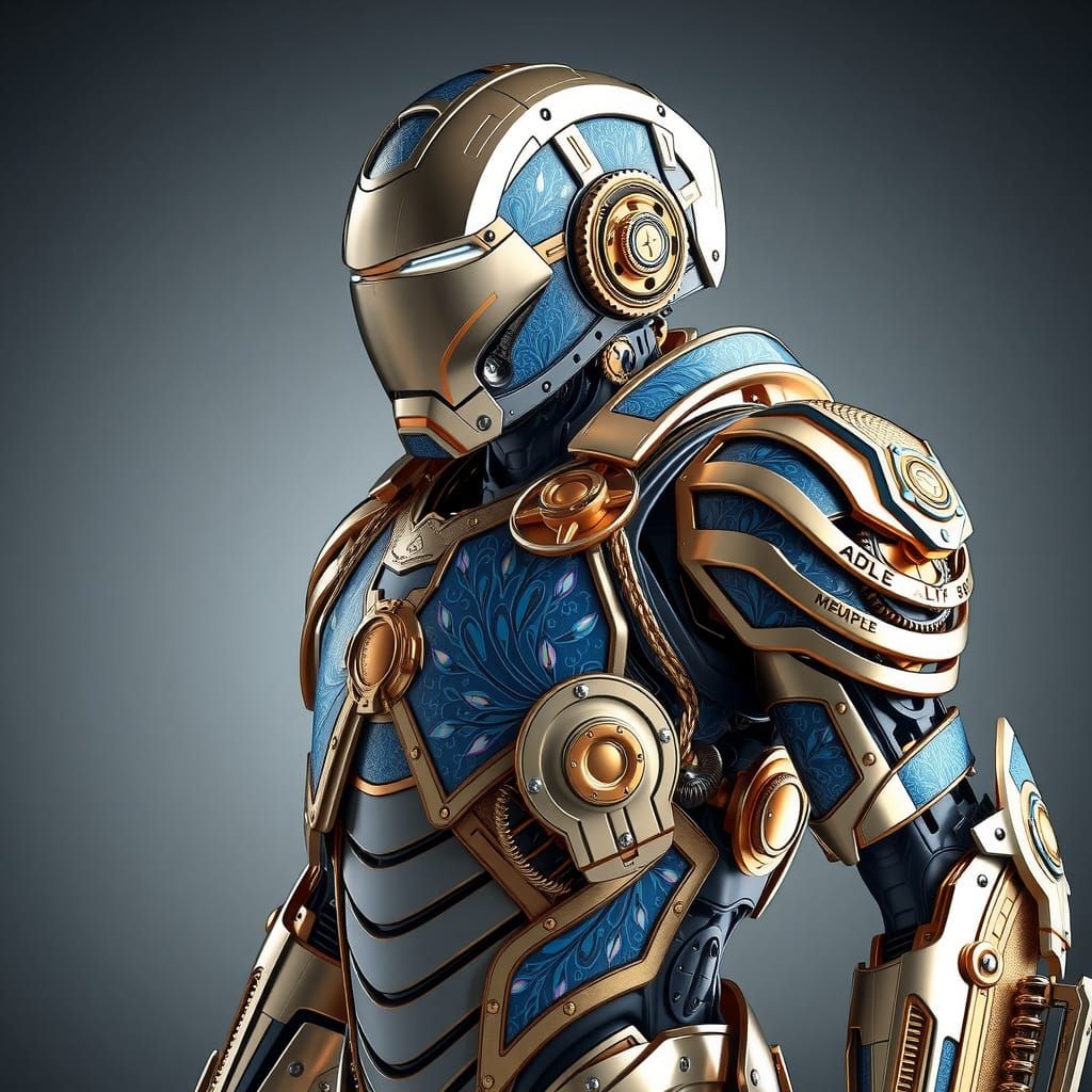 Steampunk Armored Hero in 3D Render with Intricate Details