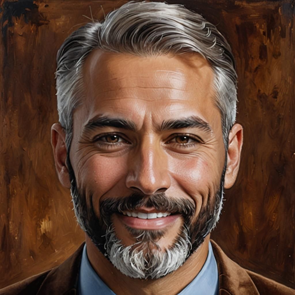 Elegant Man with Silver Beard in Impressionist Style
