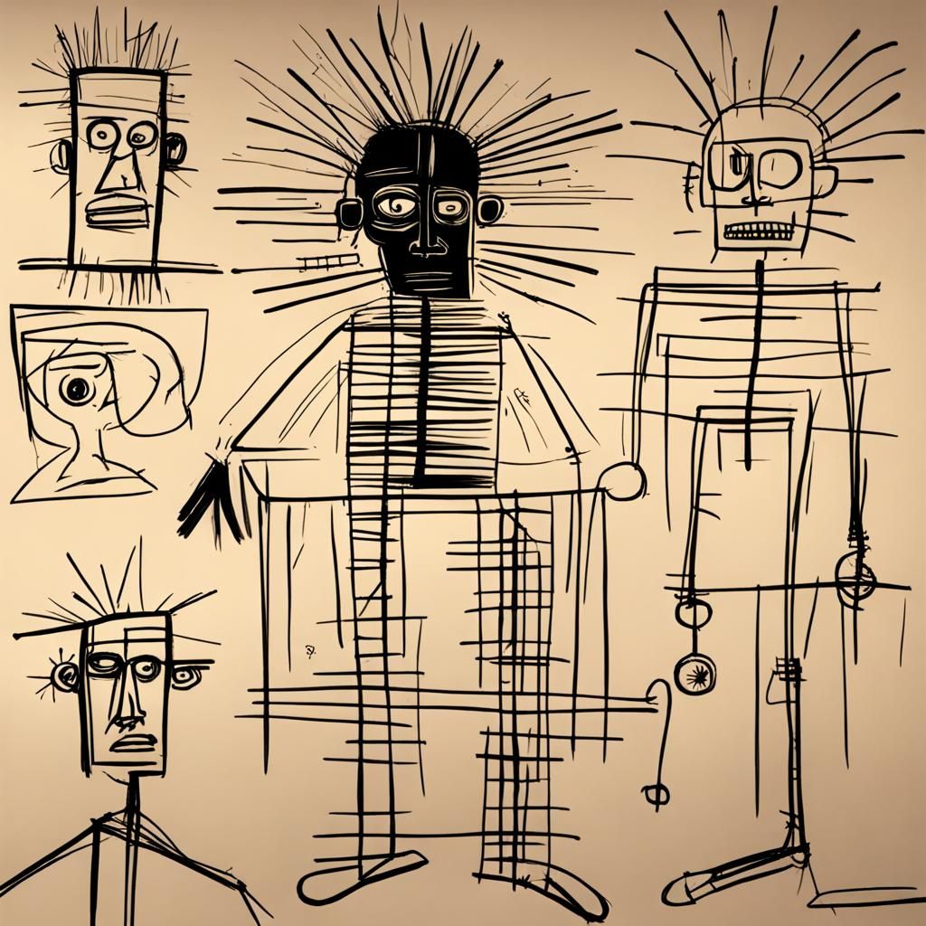 basquiat style, da vinci sketches