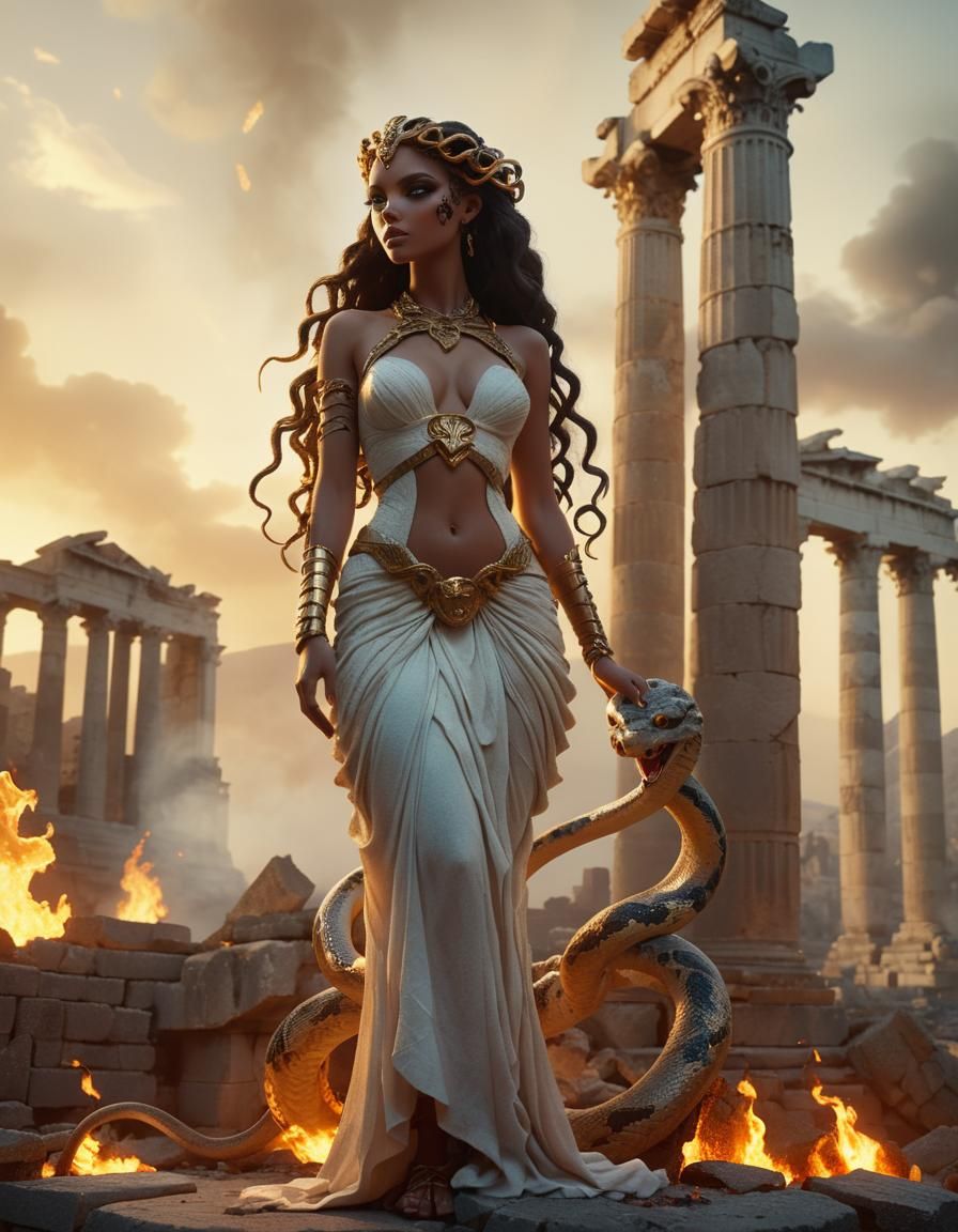 Medusa Monster High in Burning Greek Ruins