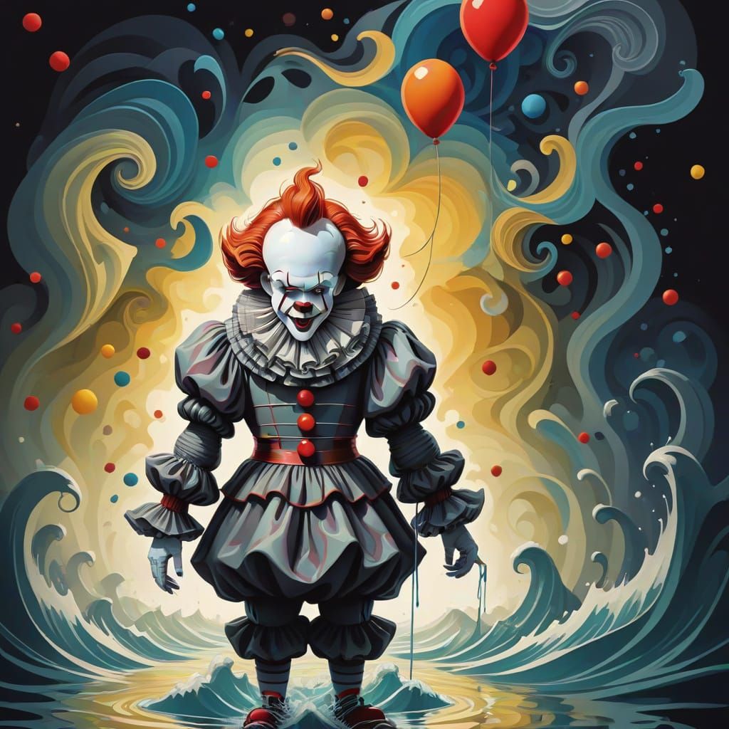 Abstract Pennywise Fractal in Vibrant Gouache