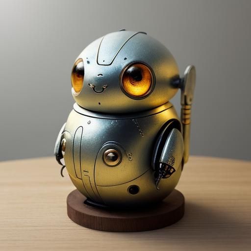 Adorable Silverfish Robot in Miyazaki-Inspired Digital Art
